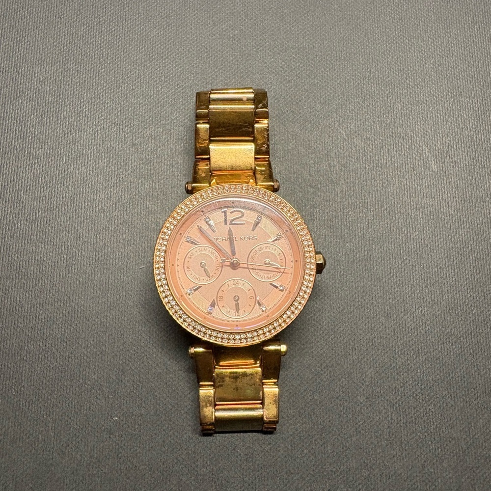 Michael Kors Gold-Tone Watch with Crystal Details